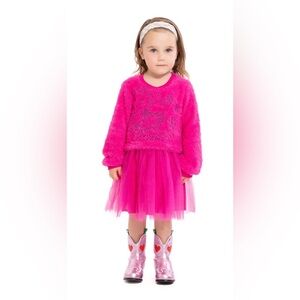 NWT Strawberry Shortcake Tutu Dress Toddler Girl 2T Pink Fuzzy Long Sleeve Party